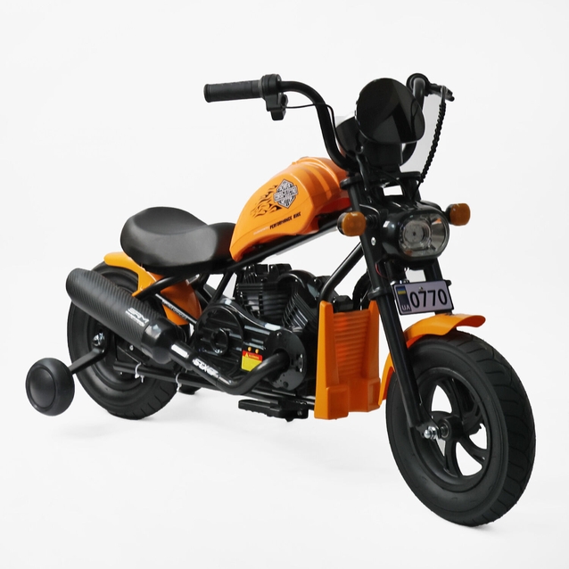 Електромотоцикл Corso H-35291 двигун 160W, акумулятор 24V 5Ah свинцево-кислотний, жовтий, Bluetooth, звук двигуна, колеса 12" фото westvelo.com