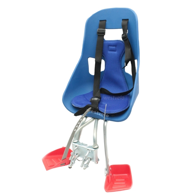 Крісло дитяче, пластик, на стакан руля, з спинкою + підніжки, синє фото westvelo.com