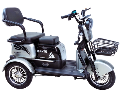 Трицикл Corso «OSTIN PRO» SN-401228, двигун 1200W, акумулятор 72V 28Ah графеновий, сірий + 1 ящик. акум, колеса 10"