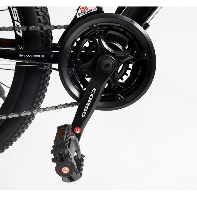 Велосипед 24 AL Corso «FENIX» FX-24882 алюміній 11", (к-т Saiguan) чорно-салатовий фото westvelo.com