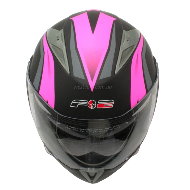Мото шолом, трансформер (S 55-56) F2 158  Fuchsia (рожевий), чорний, матовий з відкидними окулярами