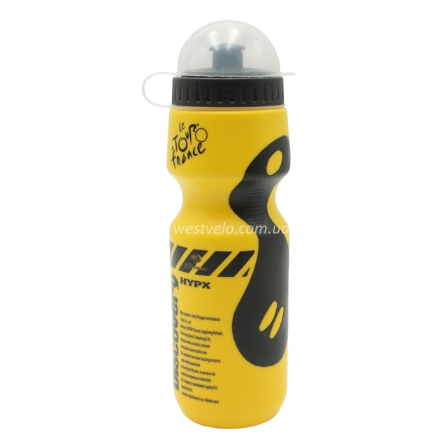 Фляга Discovery 650ml харч.пластик, жовто-чорна, з гумовими вставками фото westvelo.com