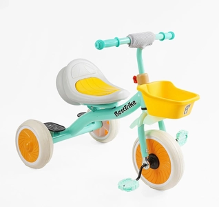 Дитячий велосипед 3-х колісний EVA (піна) Best Trike колеса 10-8, BS-49151 бірюзовий, сталева рама, УКР.ОЗВУЧУВАННЯ, світло, кошик