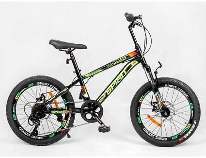 Велосипед 20 ST Corso «SPIRIT» ST-53088 сталь 11", (к-т SHIMANO) чорно-салатовий