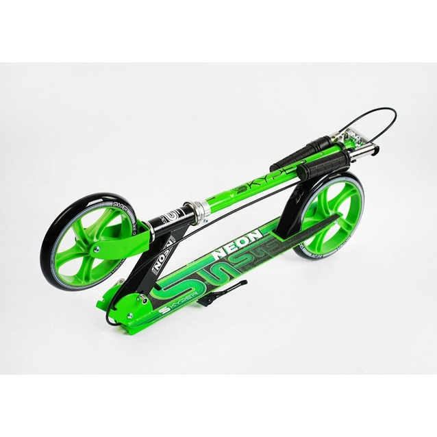 Самокат дитячий 2-х колісний, PU Skyper «NEON» N-36719 салатовий, Ø200mm, ST, ручне гальмо фото westvelo.com