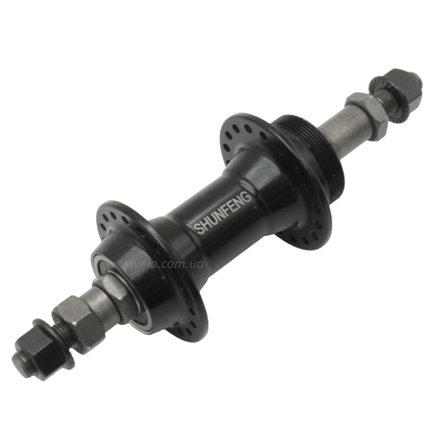 Втулка мтв задня, алюмінієва, пром підшипниках, чорна, SHUNFENG фото westvelo.com