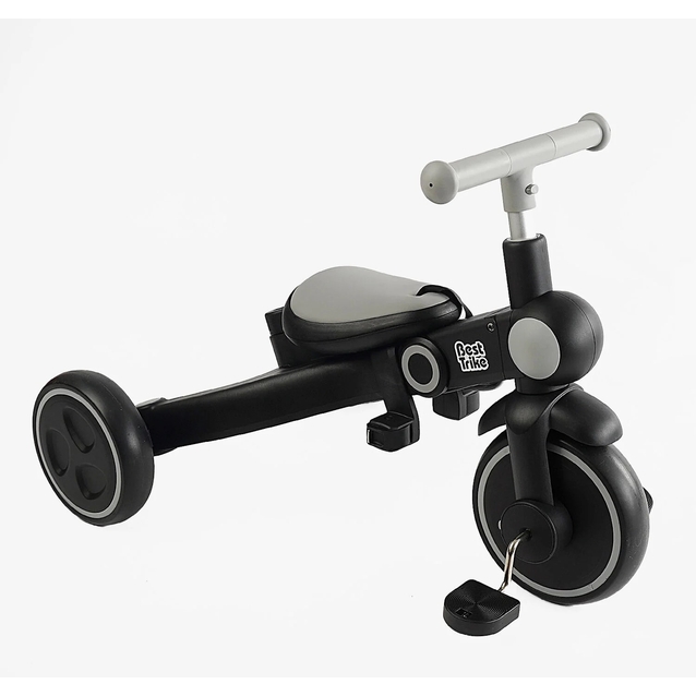 Дитячий велосипед-трансформер 3-х колісний з батьківською ручкою, з дашком, колеса - EVA (піна) Best Trike BS-12-411 сірий, складний 4в1, колеса переднє 10``, задні 8` фото westvelo.com