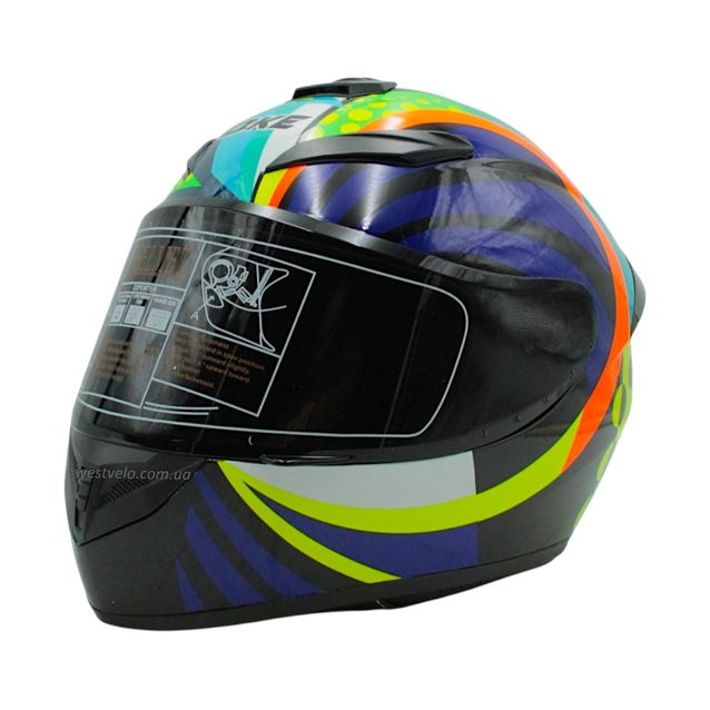 Мото шолом, закритий (M) QIKE Dot "218-1" кольоровий глянцевий фото westvelo.com