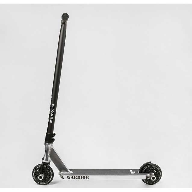 Самокат трюковий Best Scooter «WARRIOR» Т-30401 срібний, HIC-система, пеги, AL диск та дека, колеса PU Ø120mm, ширина керма - 58 см фото westvelo.com