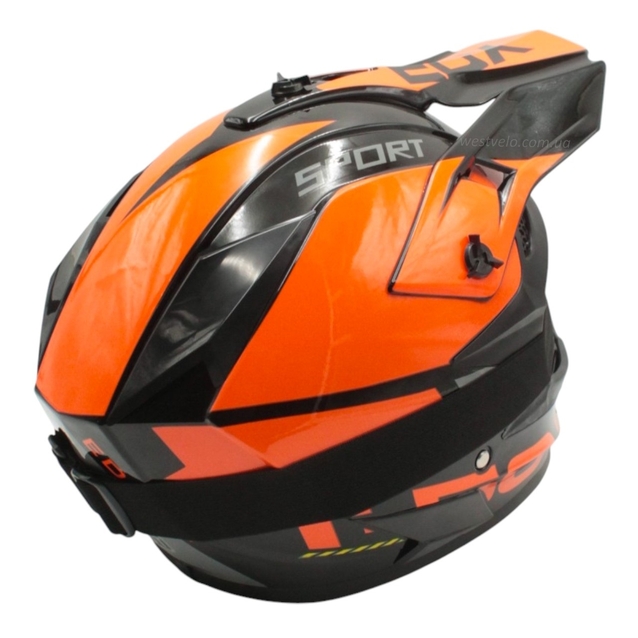 Шолом, закритий крос/ендуро (XL) АТV EDX 022 чорно-сіро-помаранчевий глянець з дашком + окуляри фото westvelo.com