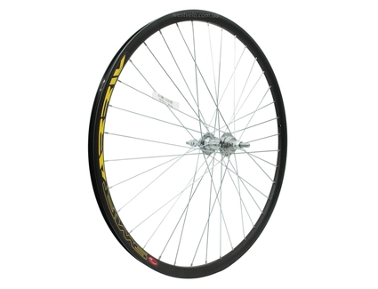 Колесо 26 зад, обід 2-ний чорний дисковий, втулка ST. на віночках, диск різьба