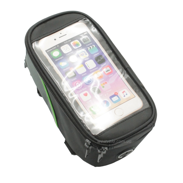 Сумка на раму + місце для телефону  зелена фото westvelo.com