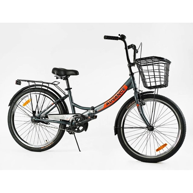 Міський велосипед 24 ST Corso «ADVANCE» AD-24715 (складна рама) сталь 14", сіро-помаранчевий(+к/к/б) фото westvelo.com