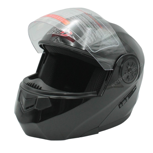 Мото шолом, трансформер (L 59-60) BLD-159 чорний глянець з відкидними окулярами фото westvelo.com
