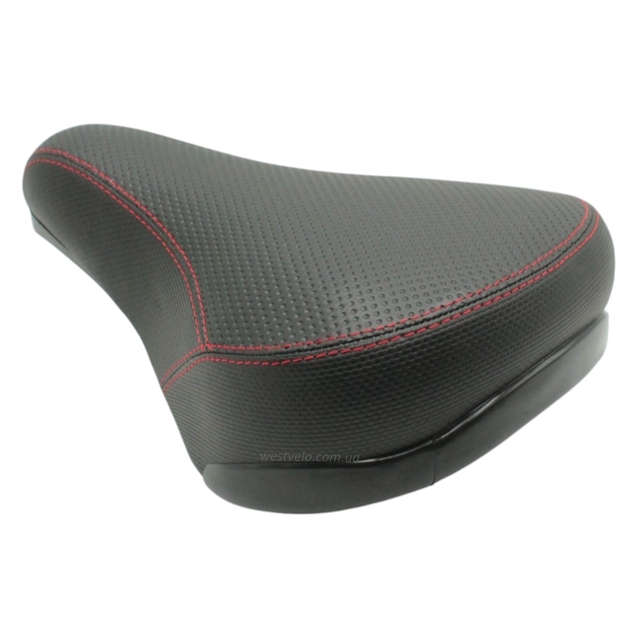 Сідло дитяче чорне з червоними нитками 0617 (220-150) фото westvelo.com