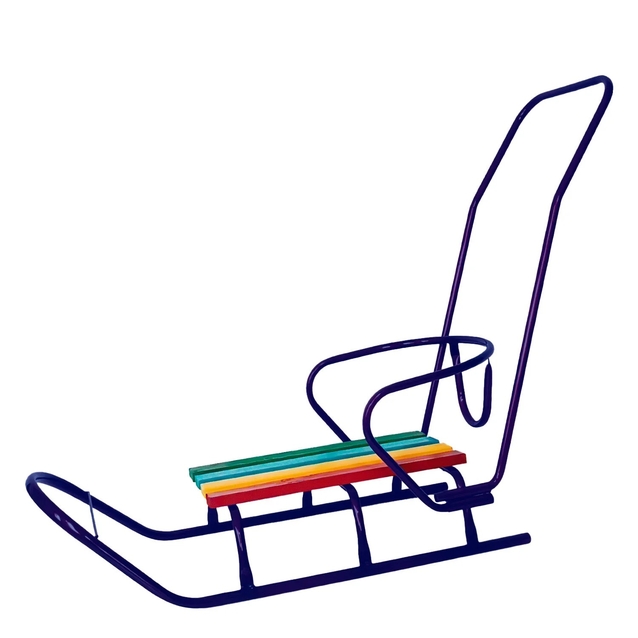 Сани з ручкою, ЛЮКС круглі полози, сині фото westvelo.com