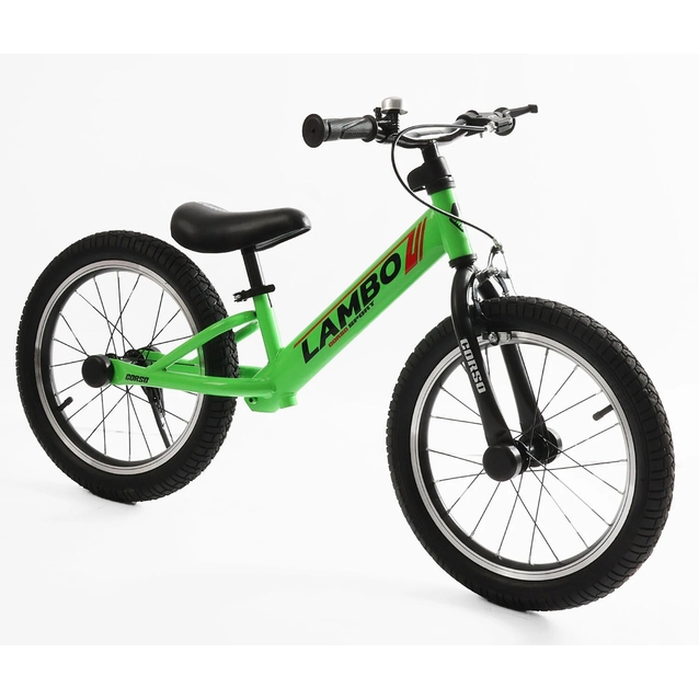 Велобіг 16 Corso надувні колеса, сталева рама «LAMBO» LM-30117 салатовий фото westvelo.com