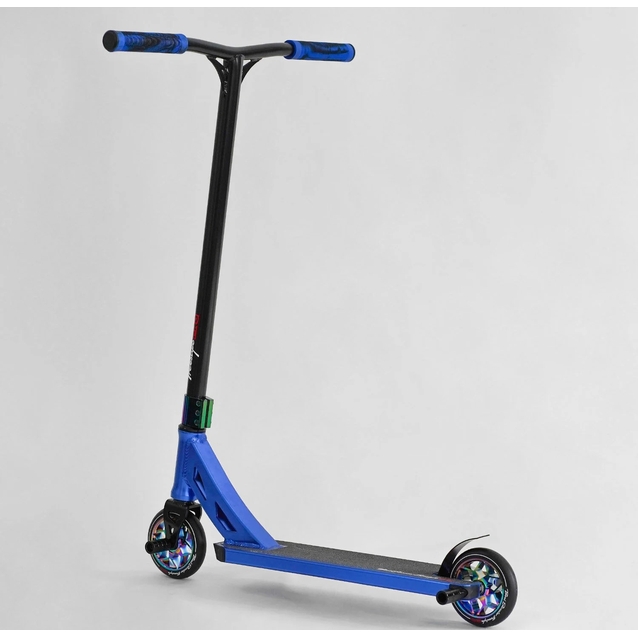 Самокат трюковий Best Scooter «FREESTYLE» N-12740 чорно-синій, HIC-система, пеги, AL диск та дека, колеса PU Ø120mm, ширина керма - 58 см фото westvelo.com