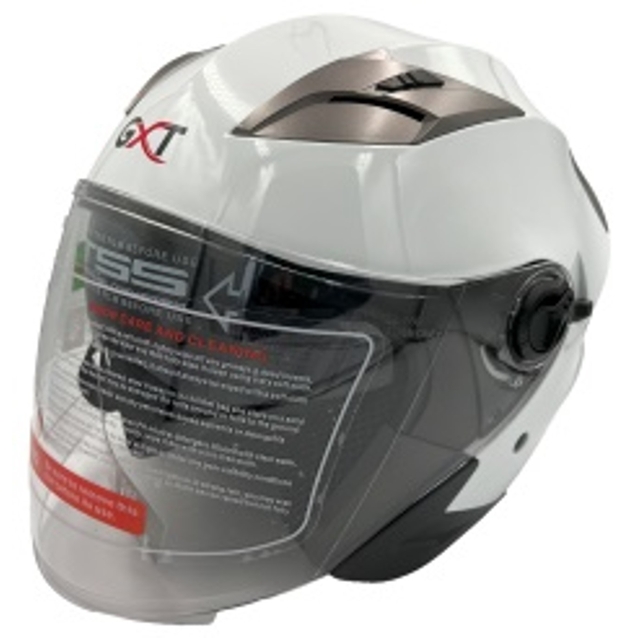 Мото шолом, відкритий (M) GXT "1001-1", білий глянцевий з відкидними окулярами фото westvelo.com