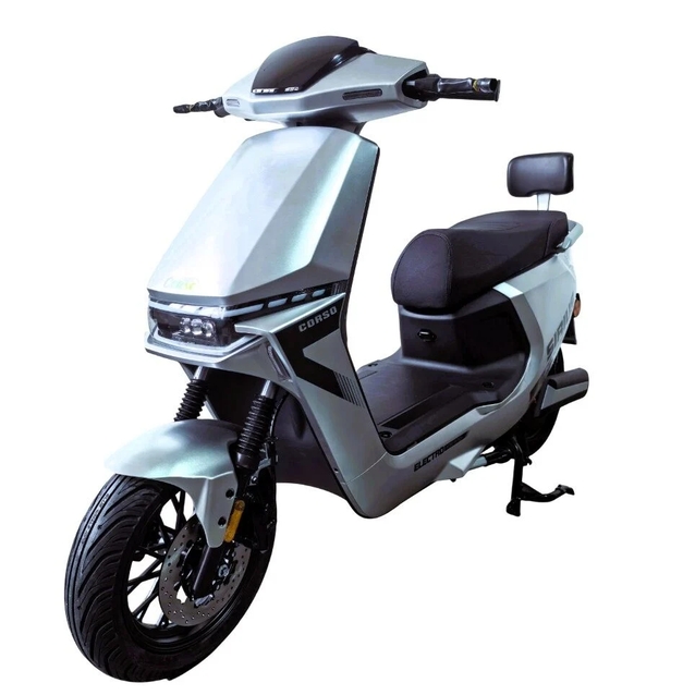 Електроскутер Corso «SIRIUS» SR-316433, двигун 2000W, акумулятор 72V 35Ah графеновий, срібний, колеса 12" + 1 ящик. акум фото westvelo.com