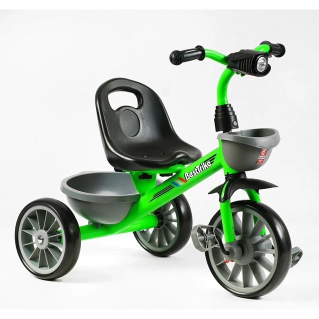 Дитячий велосипед 3-х колісний EVA (піна) Best Trike колеса 12-10, BS-14640 салатово-сірий, сталева рама, фара з музикою та світлом, 1 пісня українською та 2 англійською, 2 кошики фото westvelo.com