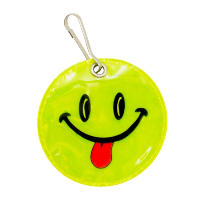 Світловідбиваючий брелок "Смайлик" з карабіном фото westvelo.com