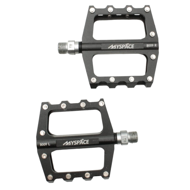 Педалі алюміній проми MYSPACE В009, чорні з змінними шипами фото westvelo.com
