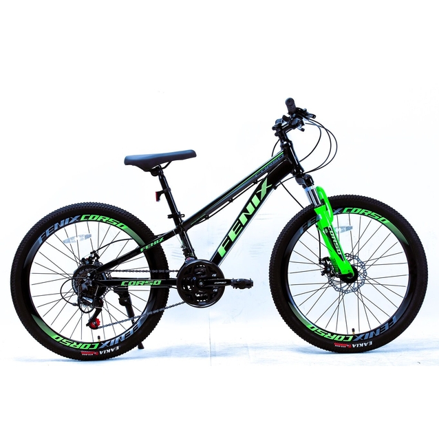 Велосипед 24 AL Corso «FENIX» FX-24819 алюміній 11", (к-т SunRun) чорно-салатовий фото westvelo.com
