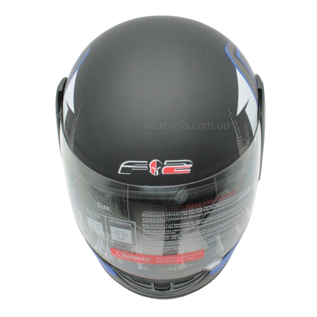 Мото шолом, закритий (XS 53-54) F2 чорно-синій матовий (825-1) фото westvelo.com