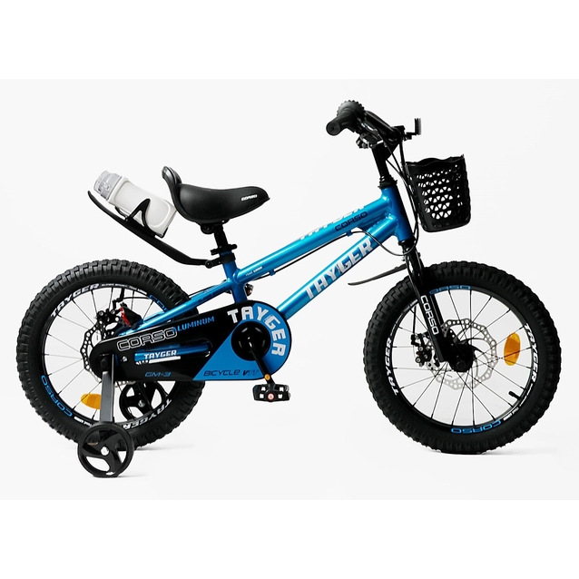 Дитячий велосипед 16 AL Corso «TAYGER» TG-40654 алюмінієва рама, дискові гальма, синій фото westvelo.com