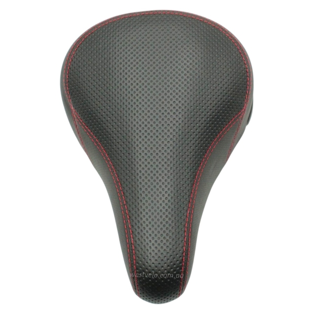 Сідло дитяче чорне з червоними нитками 0617 (220-150) фото westvelo.com