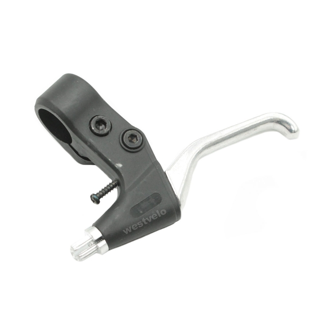 Ручка гальмівна SUNRUN алюміній-пластик чорно-сіра ЛІВА фото westvelo.com