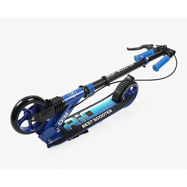 Самокат дитячий 2-х колісний, PU Best Scooter «RIO» R-31420 синій, Ø145mm, передній амортизатор, AL гальмо фото westvelo.com