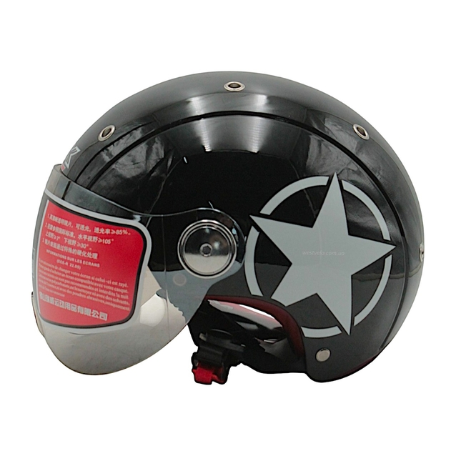 Мото шолом, відкритий (L) "IBK" 033 STAR, чорний фото westvelo.com