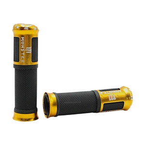 Мото гріпси GJCT (AL) з відбійником, жовті, Гума/Алюміній "MONSTER"