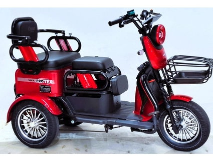 Трицикл Corso «PROTEX MAX» PX-213065, двигун 1200W, акумулятор 72V 28Ah графеновий, червоний + 1 ящик. акум, колеса 10"