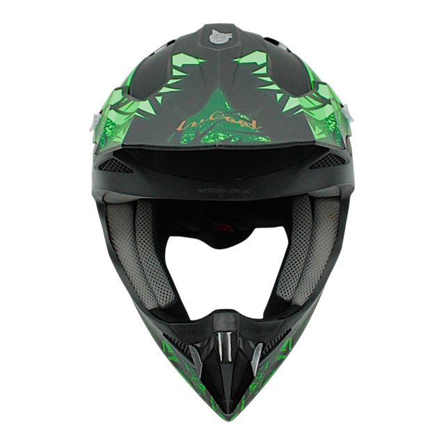 Шолом, закритий крос/ендуро (L ) (59-60) АТV Forsage Rider  027 чорно-салатовий матовий з дашком + окуляри фото westvelo.com