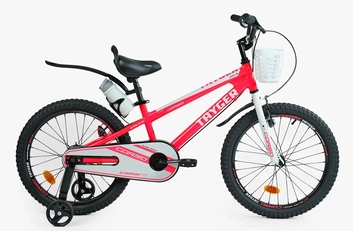 Дитячий велосипед 20 AL Corso «TAYGER» TG-41479 АЛЮМІНІЄВА рама неоново-рожево-білий, ручне гальмо, дод. колеса, дзвоник, бутилочка