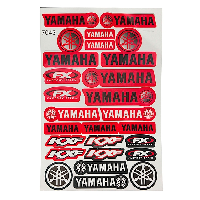 Наклейки "YAMAHA" 7043 25шт (27х18см) червоні фото westvelo.com