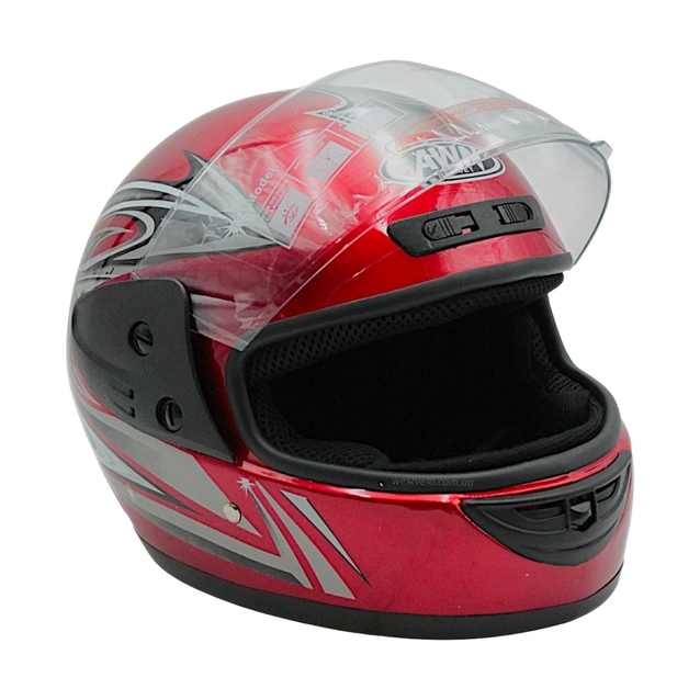 Мото шолом, закритий (L) AWN Helmet "109" червоний глянцевий фото westvelo.com