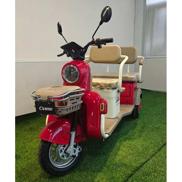Трицикл Corso «TENSO» TG-707841, двигун 1500W, акумулятор 72V 32Ah графеновий, червоний, + 1 ящик. акум, колеса 10" фото westvelo.com