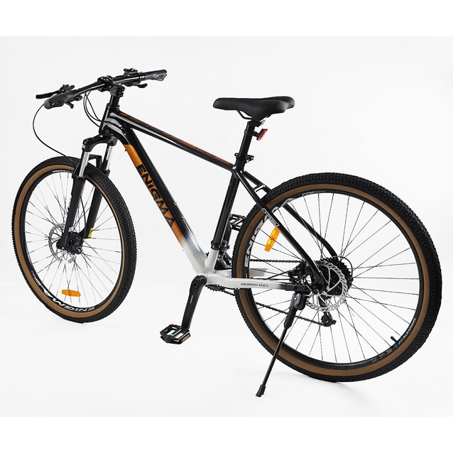 Велосипед 29 AL Corso «ENIGMA» NG-29305 алюміній 19", (к-т SHIMANO Alivio) вилка Santour гідравлічна, чорно-біло-помаранчевий фото westvelo.com