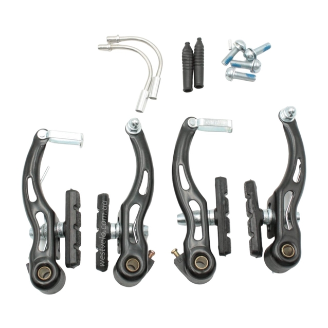 Гальма V-brake (перед + зад) SUNRUN СВ-117 сталеві чорні фото westvelo.com