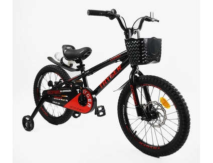 Дитячий велосипед 18 AL Corso «TAYGER» TG-78512 алюмінієва рама, дискові гальма, чорно-червоний