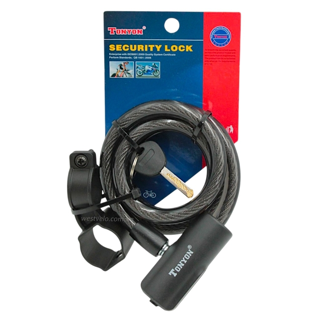 Замок на ключ TONYON 5620 Ø12mm L-1000mm з кріпленням на раму фото westvelo.com