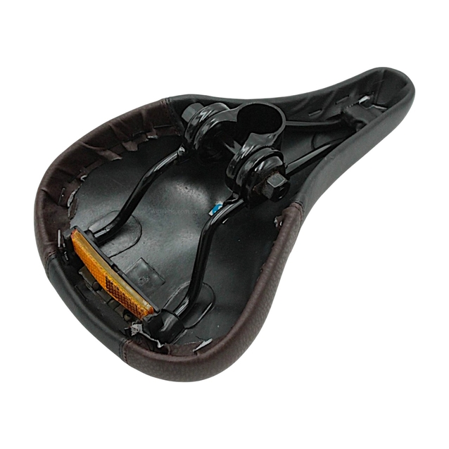 Сідло дитяче чорне з коричневими вставками з катафотом фото westvelo.com