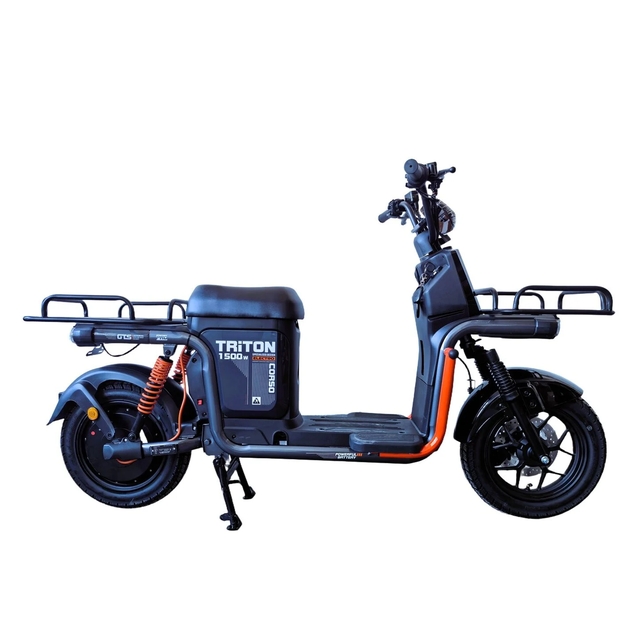 Електроскутер Corso «TRITON» RT-118077, двигун 1500W, акумулятор 72V 40Ah літій-залізо-фосфатний, чорно-помаранчевий, колеса 12" + 1 ящик. багажників фото westvelo.com