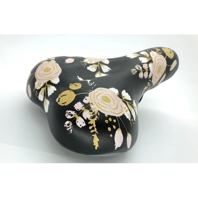 Сідло мтв №663 жіноче, широке, чорне з квітами фото westvelo.com