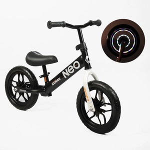 Велобіг 12 Corso, колеса - EVA (піна), сталева рама «NEO» EN-37994 чорний, підставка для ніг