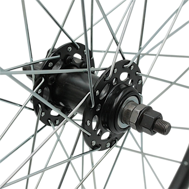 Колесо 28-29 перед, обід 2-ний чорний дисковий, втулка ST. SHUNFENG, диск 6 болтів (STAR CIRCLE) фото westvelo.com